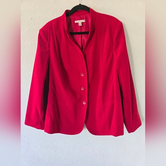 JM Collection Jacket Womens 20W Plus Red Long Sleeve Button Up Western - Picture 2 of 10